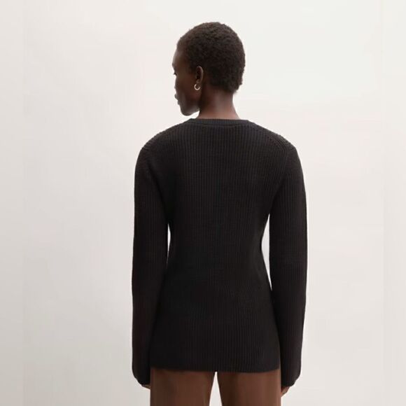 NWT Everlane The Organic Cotton Slim Crew Sweater in Black Size S - Picture 2 of 13